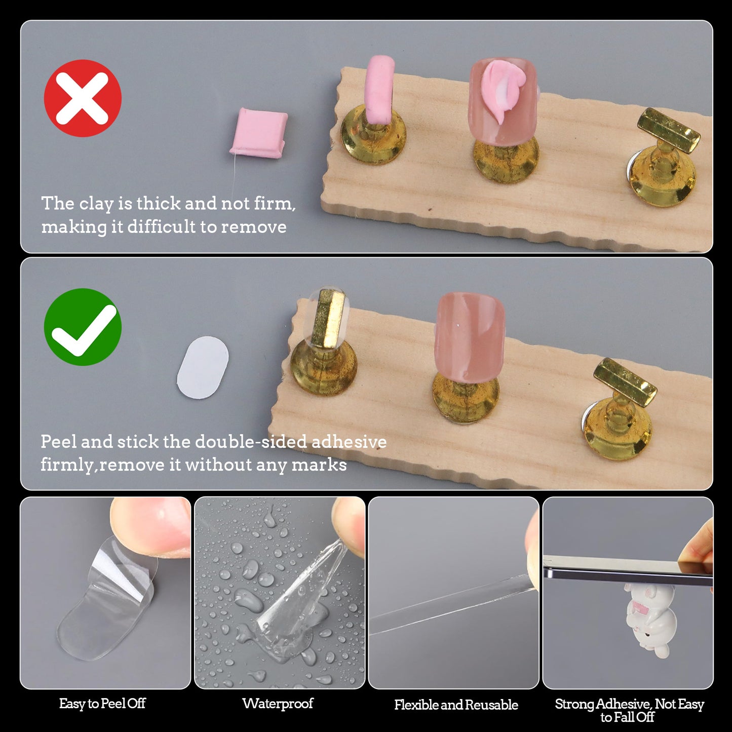 Transparent Nail Adhesive Tape for Nail Display - Oval Shape (1000pcs/pk)