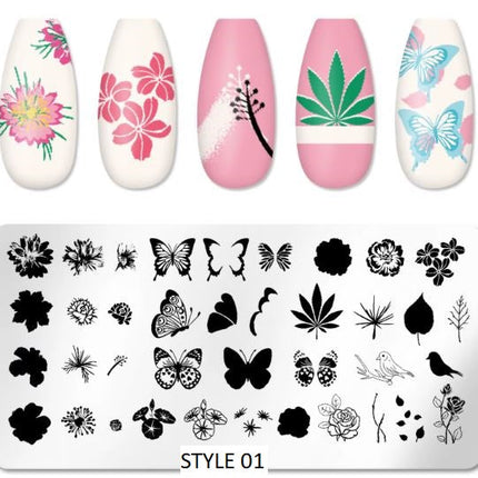 Stainless Steel Stamping Plate Nail Art - Various in Design Styles