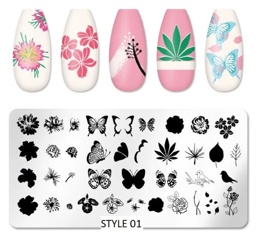 Stainless Steel Stamping Plate Nail Art - Various in Design Styles